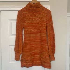 Lulumari orange turtleneck sweater dress, size L
